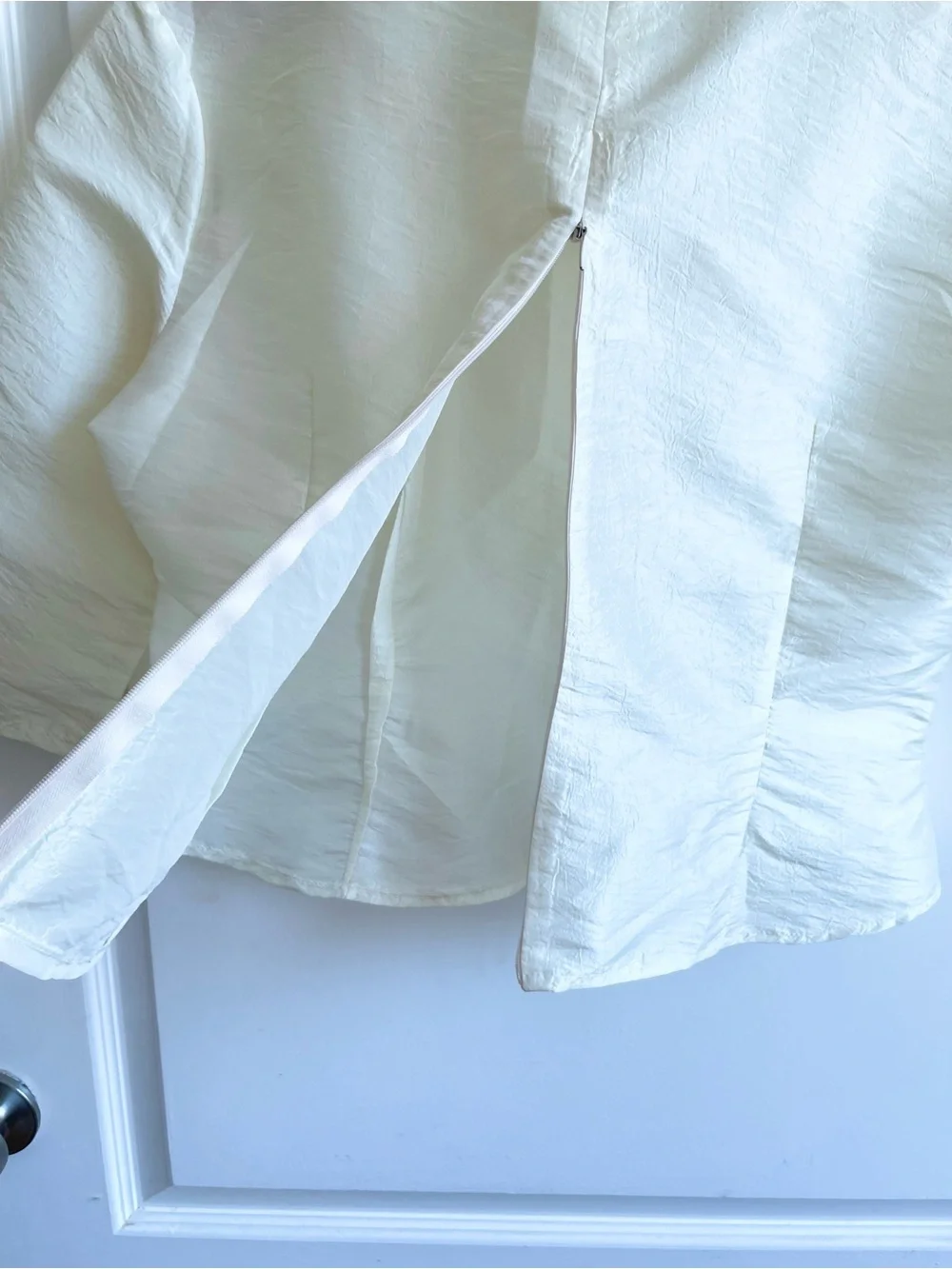 Kate Spade Taffeta Silk Square Neck Blouse Size 6 Cream Vintage Style 3/4 Sleeve